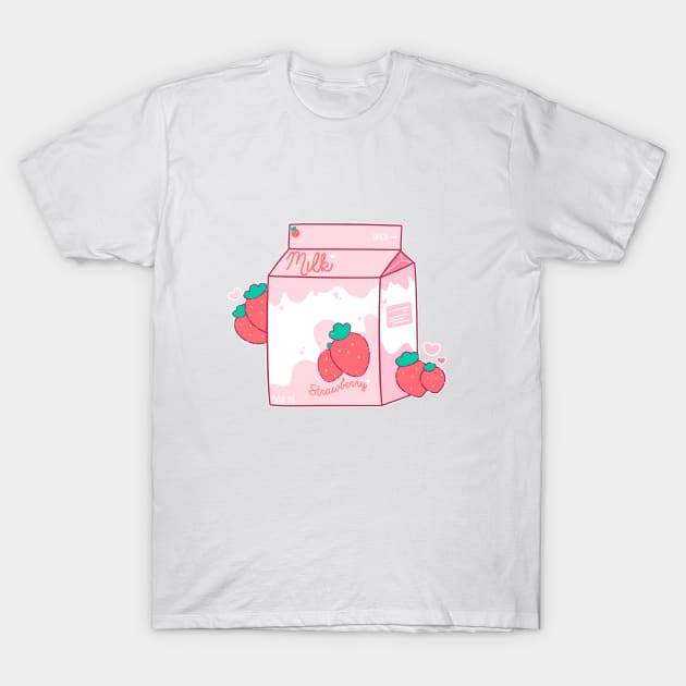 Strawberry Milk T-Shirt by pompomcherry